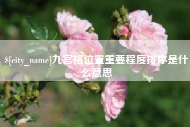 黔东南九宫格位置重要程度排序是什么意思