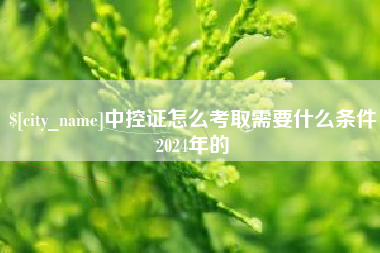 黔东南中控证怎么考取需要什么条件2024年的